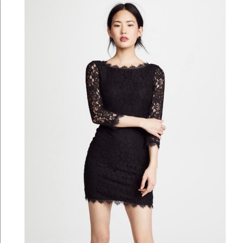 Diane Von Furstenburg black lace zarita dress